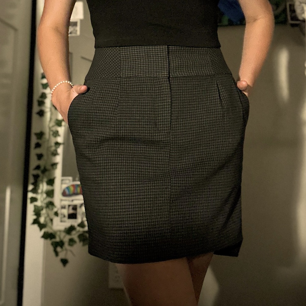 Business, casual, black and gray pleated skirt